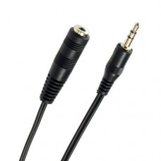 Câble rallonge audio stéréo - Connecteurs Jack 3.5 mm Mâle et Femelle - Cordon noir - Longueur 3 m
